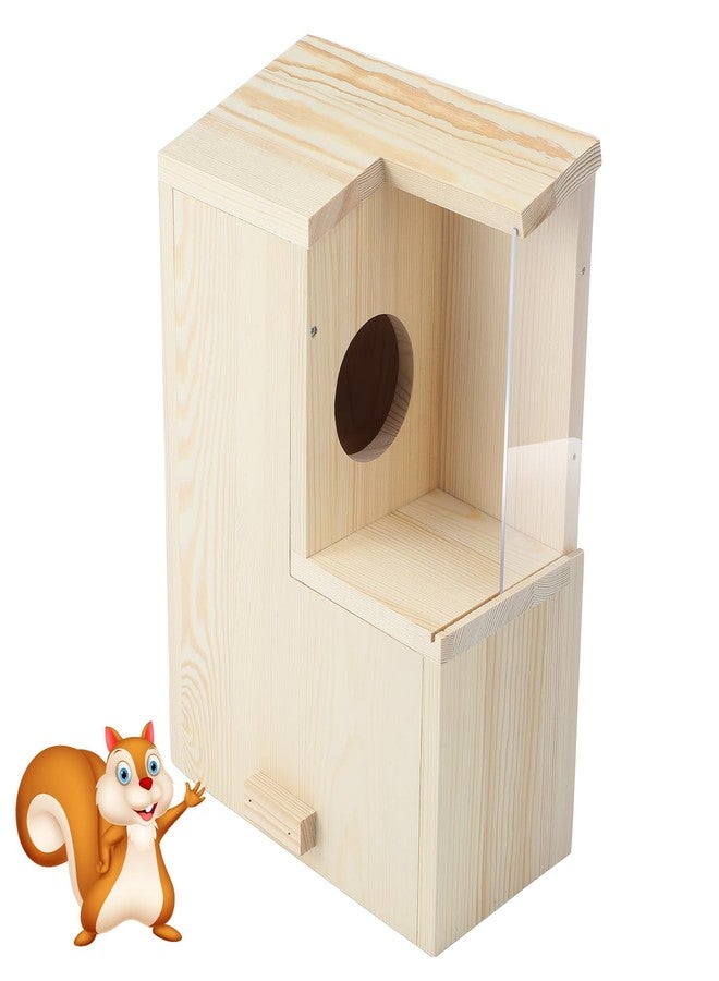GlikCeil 1 Set Large Squirrel Nesting Box Wooden Squirrel Family House for Outside with Screws Pine with Coating Hanging Winter House for Outdoor Garden Shelter Breeding Living, 15"x11"x 6" - Image 1