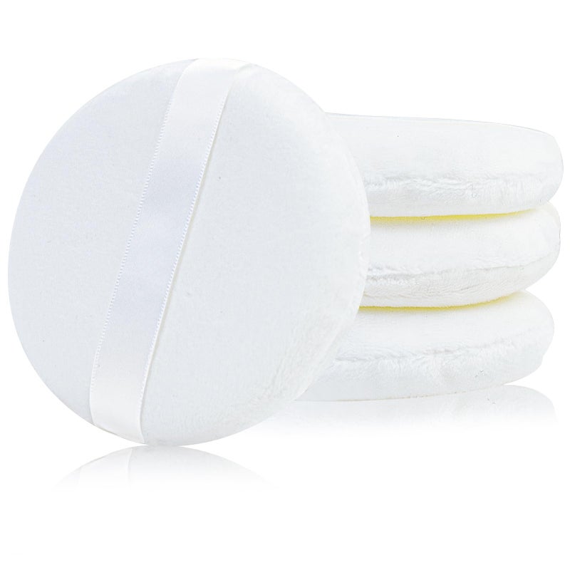 4 عبوات من بودرة الجسم الكبيرة جداً، إسفنجة ناعمة، 4.13 بوصة، بودرة قابلة للغسل، مثالية للنساء والأطفال، بودرة فضفاضة لتغطية الجسم والوجه