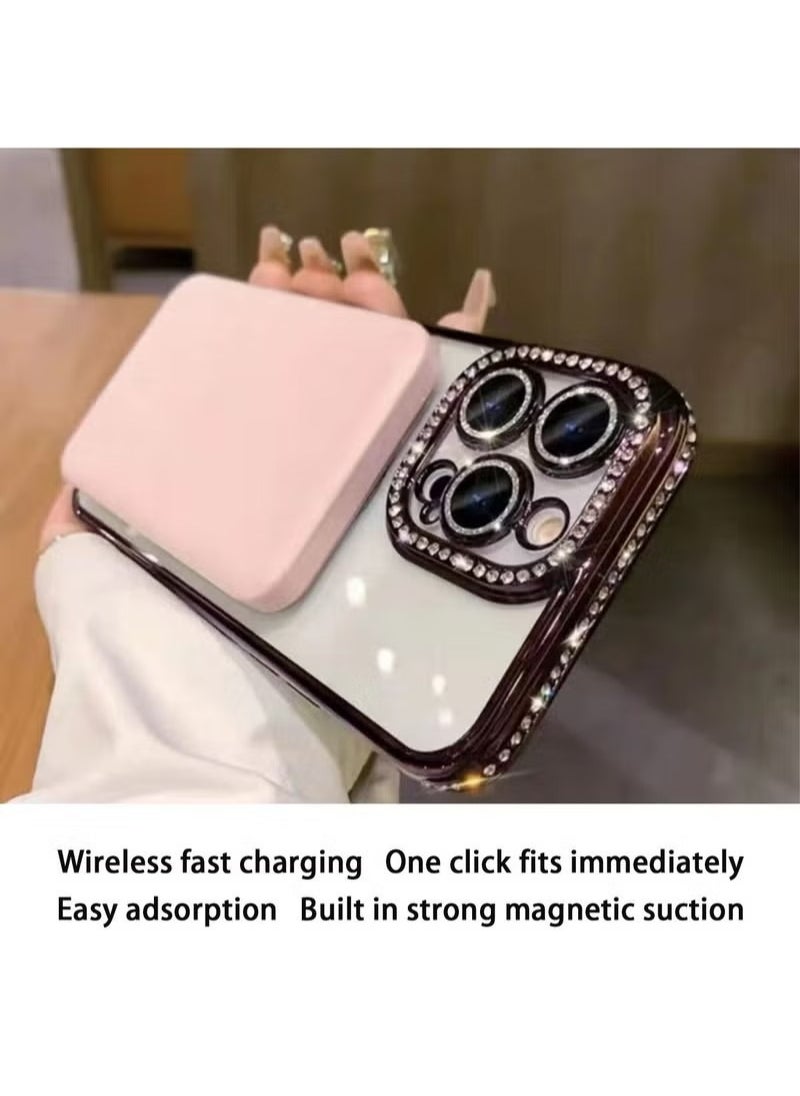 X-level iPhone 15 Pro Max MagSafe Case Cover Support Wireless Charger Bling Diamond Back Cover For Women Girls Clear Soft TPU With Camera Len Protector Anti-scratch Shockproof Magnetic Phone Accessory  - Image 4
