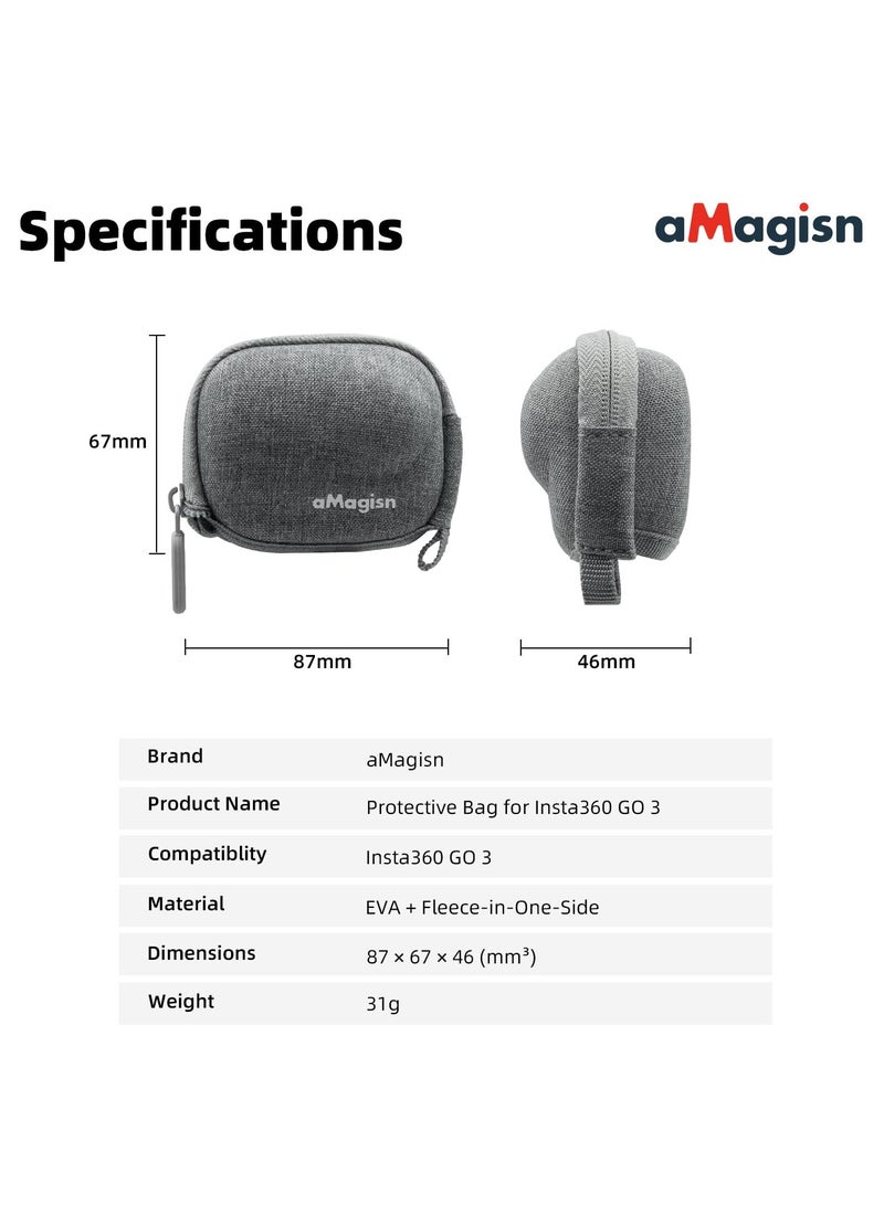 aMagisn Mini Storage Bag for Insta360 GO 3 Action Camera, Original Quick Release Base No Need to Remove, Hard Carrying Case for Insta360 GO3 with Tripod,  - Image 2