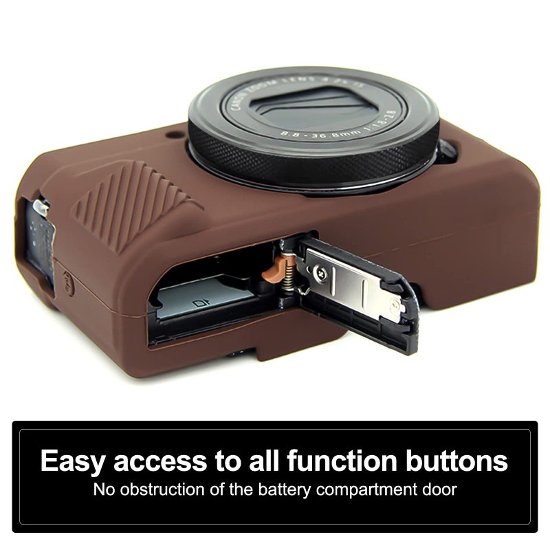 Easy Hood G7X Mark II Case G7X Camera Silicone Case, Soft Silicone Protective Cover for Canon Powershot G7X Mark II DSLR Camera (Coffee) - Image 4
