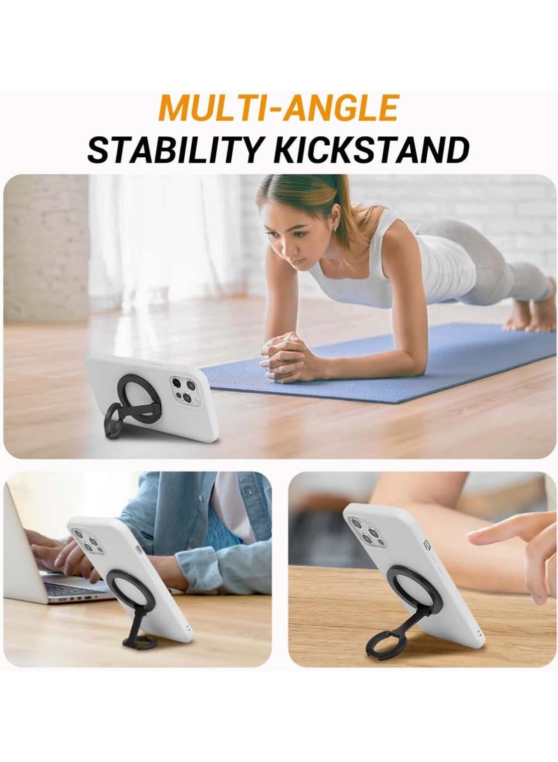 X-level Adjustable Magnetic Ring Holder Grip,Compatible Phone Ring Stand, Multi-Angle Kickstand,Ultra-Compact Folding Double Sided Magnetic Phone Grip,Including Magnet Ring for Phone Case,Black - Image 5