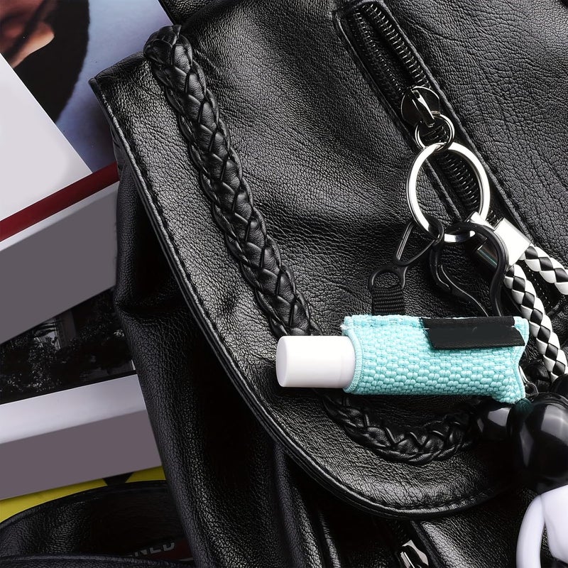 Trendy varied sizing alternatives hejhncii Fashionable Lip Balm Keyring Lipstick Holder Keychain Elastic Clip On Cosmetic Case Practical Travel Storage Accessory Clip On Chapsticks Storage Pouch Elegant practical multi-option build - Image 3