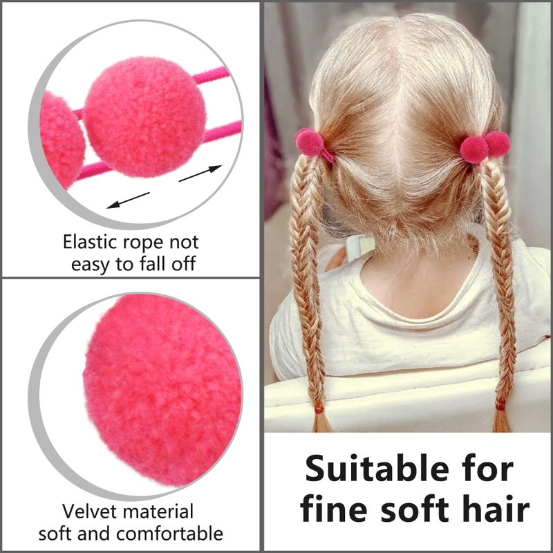 Qearl Hair Ties, 40 Pieces Pom Pom Elastic Hair Ties - 20 Colors Fluffy Velvet Ponytail Holders and Rubber Bands for Baby Girls, Toddlers, Infants, and Kids - Image 3