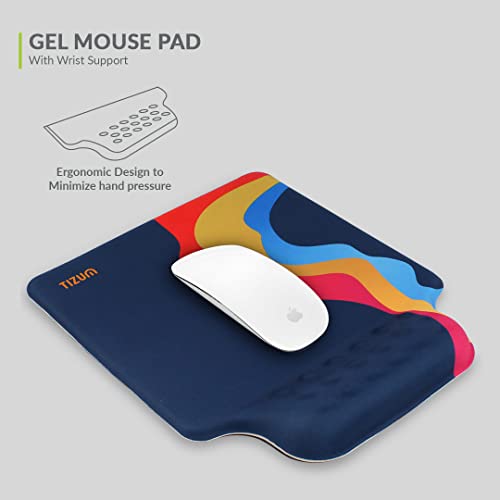 Tizum Gel Mouse Pad | Memory Foam Cushion Mousepad with Gel Wrist Rest Support & Pain Relief, Ergonomic Design | Non-Slip Rubber Base | Suitable for Gaming, Computer, Laptop, Home & Office (Blue) - Image 2