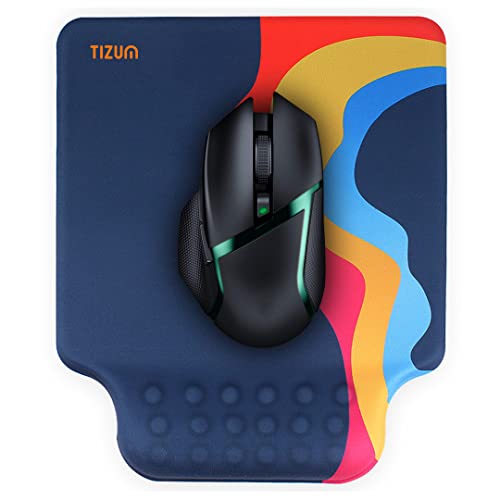 Tizum Gel Mouse Pad | Memory Foam Cushion Mousepad with Gel Wrist Rest Support & Pain Relief, Ergonomic Design | Non-Slip Rubber Base | Suitable for Gaming, Computer, Laptop, Home & Office (Blue) - Image 1