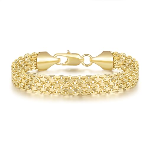 CISSIEPERAL Bracelet 14K Gold Bracelets for Women Gold Bracelets for Women's Widen Chain Bracelet Jewelry Gift for Women 6.5/7/7.5/8/8.5in - Image 1