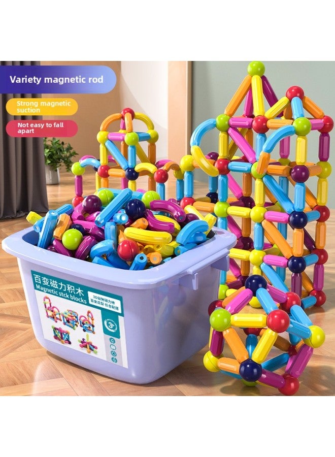 Varied Magnetic Stick 2-year-old Baby Boys And Girls Educational Puzzle Children's Assembled Magnet Magnetic Building Block Toy-Color:40 Set + Storage Bucket (Middle Stage)  - Image 2