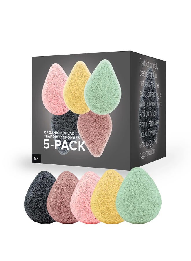 Minamul Konjac Exfoliating Organic Facial Sponge Set Gentle daily face scrub/skincare Safe for Oily, Dry, Combination or Sensitive skin Charcoal, Turmeric, French Green, Red & Pink Clay - Image 1