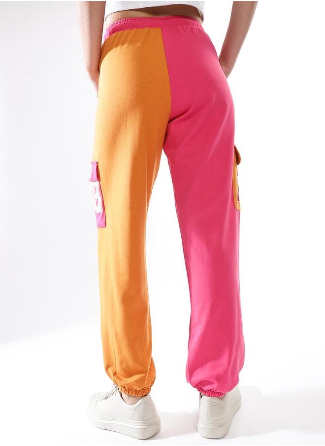 Hubberholme Women Printed Colourblocked Cotton Relaxed-Fit Cargo Track Pants  - Image 5