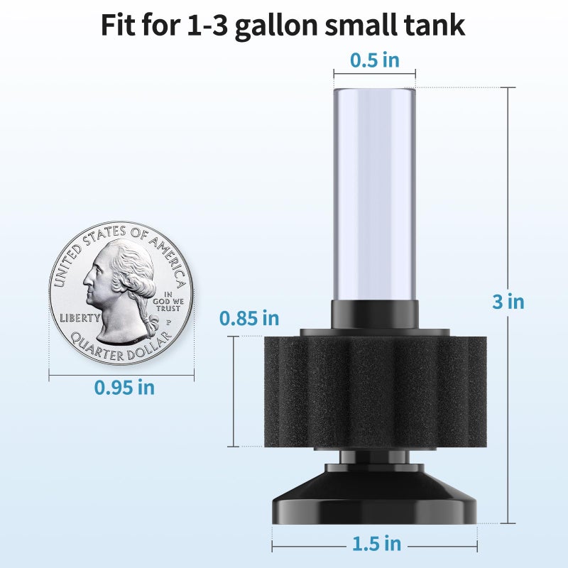 Pawfly Aquarium Sponge Filter, Mini Sponge Filter Kit with Airline Tubing and Control Valve for Small Fish Tank up to 3 Gallon - Image 3