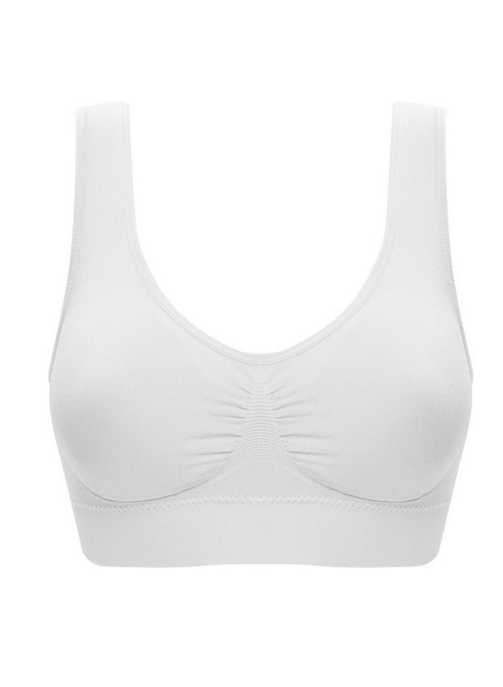 AROAQ Women Sports Bra, Fitness Sports Yoga Bra with Removable Padding,  Double-layer Seamless  Sports Bra without Rims, Comfortable Soft Bra for Workouts Running Yoga Trainings, (Size 4XL, White)  - Image 1