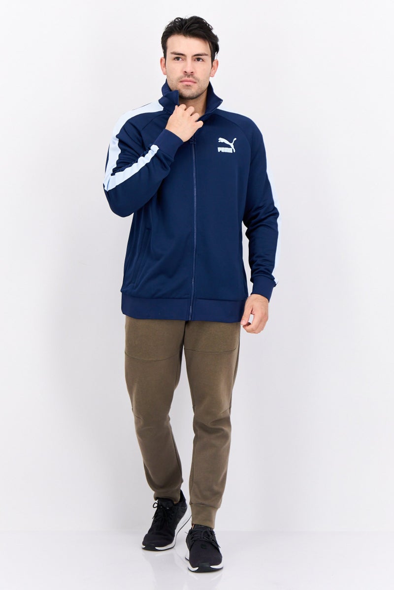 PUMA ملابس رياضية للرجال بتصميم T7 بأكمام طويلة، سويت شيرت تدريب، لون كحلي - Image 3