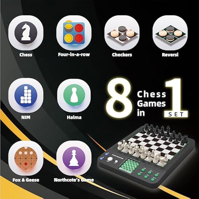 آي كور مجموعة كمبيوتر الشطرنج الإلكترونية الناطقة ICORE أكاديمية الشطرنج الصوتية المغناطيسيةمجموعة الشطرنج ألعاب السبورد 8in1 100 برامج كمبيوتر تكتيكات الممارسة للأطفال الكبار - Image 4