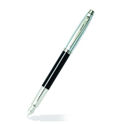 SHEAFFER قلم حبر شيفر هدية 100 أسود وكروم مصقول مع تفاصيل مطلية بالنيكل | قلم حبر بحجم متوسط | مجموعة هدايا الأقلام - Image 2