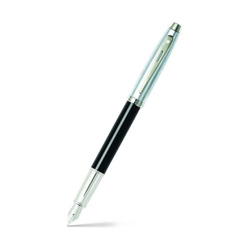 SHEAFFER قلم حبر شيفر هدية 100 أسود وكروم مصقول مع تفاصيل مطلية بالنيكل | قلم حبر بحجم متوسط | مجموعة هدايا الأقلام - Image 1