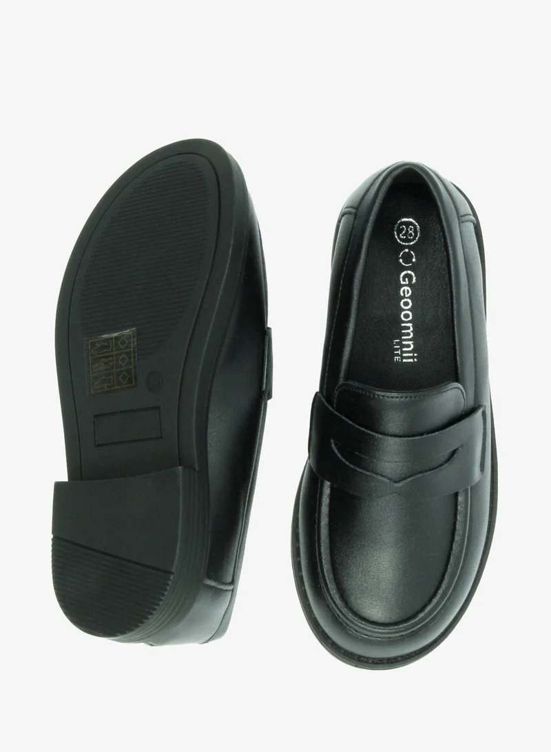 Geoomnii Black Boys School Shoes – Durable Black Formal Uniform Footwear for Kids | Anti-Slip Sole, Cushioned Insole, Easy Closure | Ideal for Daily Use & School Activities for Men | Best Price UAE