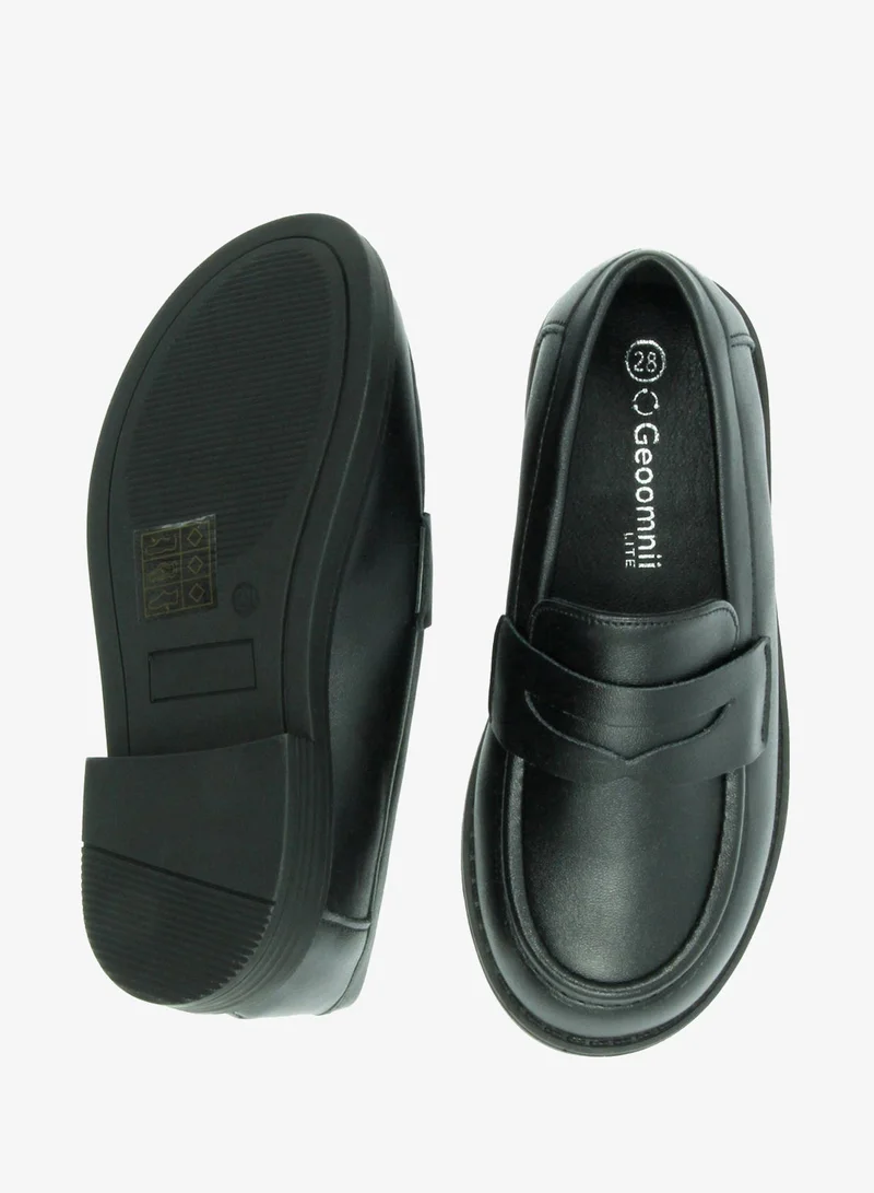 Geoomnii Black Boys School Shoes – Durable Black Formal Uniform Footwear for Kids | Anti-Slip Sole, Cushioned Insole, Easy Closure | Ideal for Daily Use & School Activities for Men | Best Price UAE