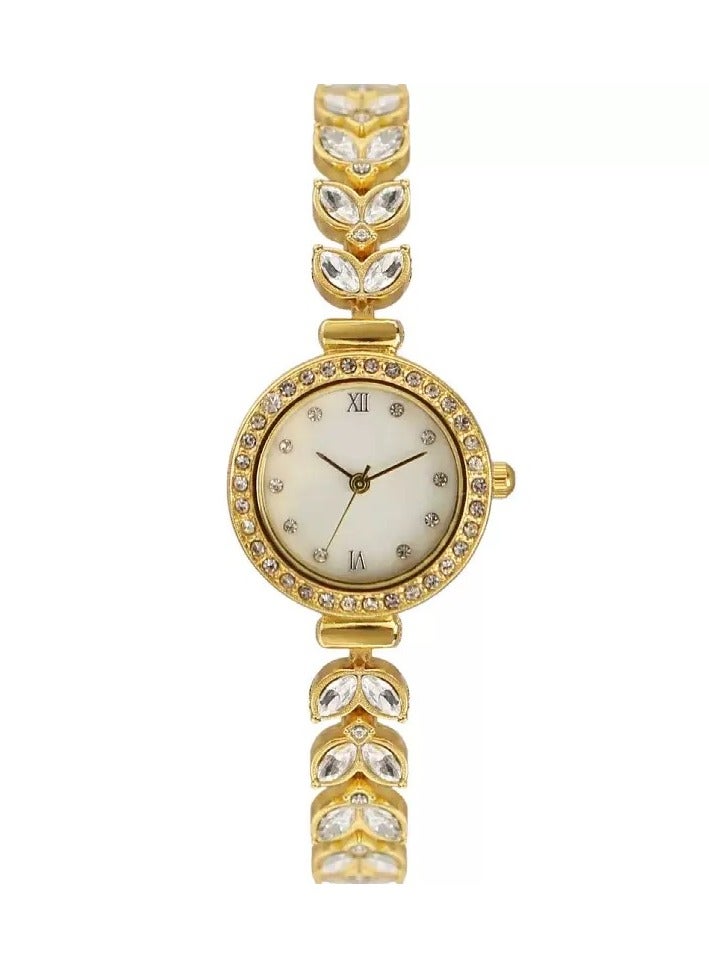 سوار المرأة الكوارتز ساعة مع عرض تمثيلي حول تصميم الاتصال الهاتفي الأبيض راينستون سوار مقاوم للماء ساعة أنيقة كهدية للنساء - Image 3