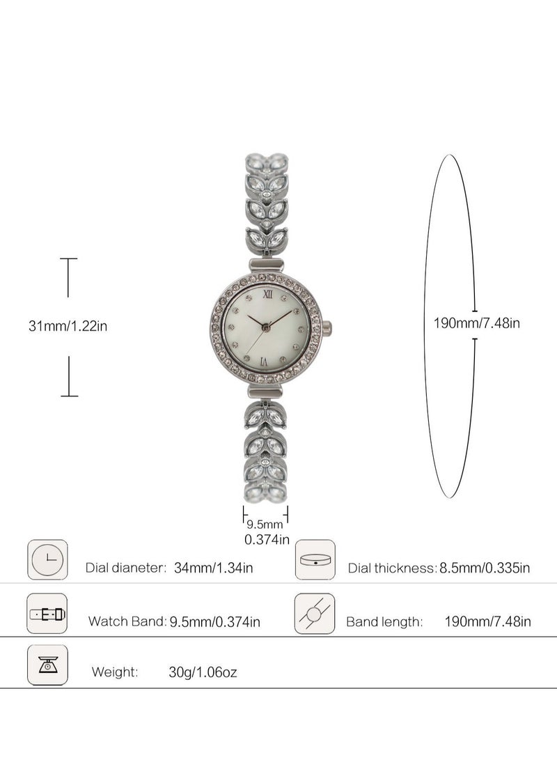 سوار المرأة الكوارتز ساعة مع عرض تمثيلي حول تصميم الاتصال الهاتفي الأبيض راينستون سوار مقاوم للماء ساعة أنيقة كهدية للنساء - Image 4