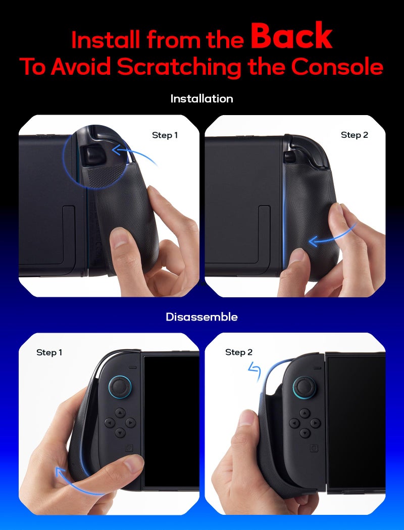 JSAUX Split Protective Case for Nintendo Switch 2, TPU Middle Frame & PC Front Cover, Non-Slip Ergonomic Grip, Storage for 10 Game Cards, Supports Stand Use, Shock Absorption & Anti-Scratch-PC0114 - Image 2