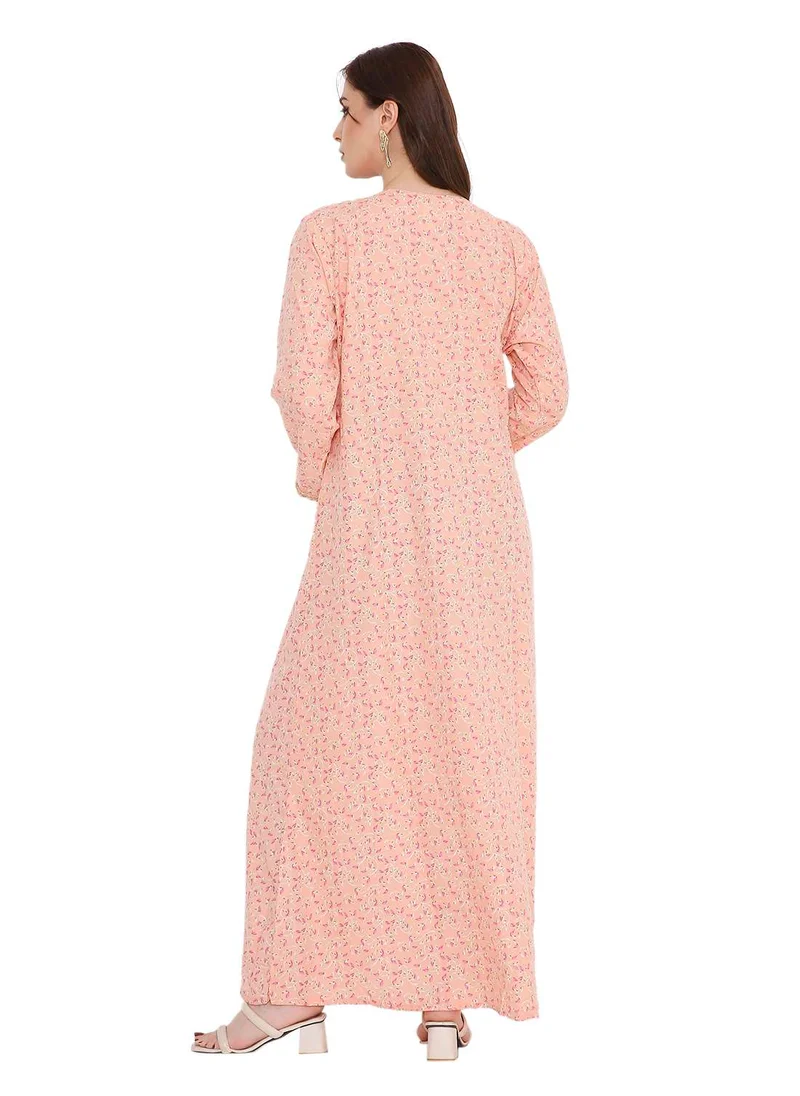 هانا آند سارا elegant thread embroidery with tiny prints arabic kaftan jalabiya dresses