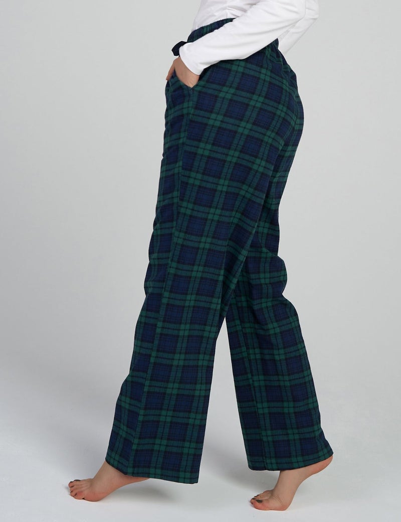 LAPASA Women's Flannel Pajama Pants Plaid 100% Cotton Pajamas Pants XL, Green&Navy Plaid - Image 5