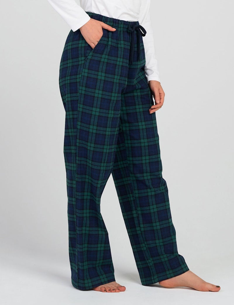 LAPASA Women's Flannel Pajama Pants Plaid 100% Cotton Pajamas Pants XL, Green&Navy Plaid - Image 4