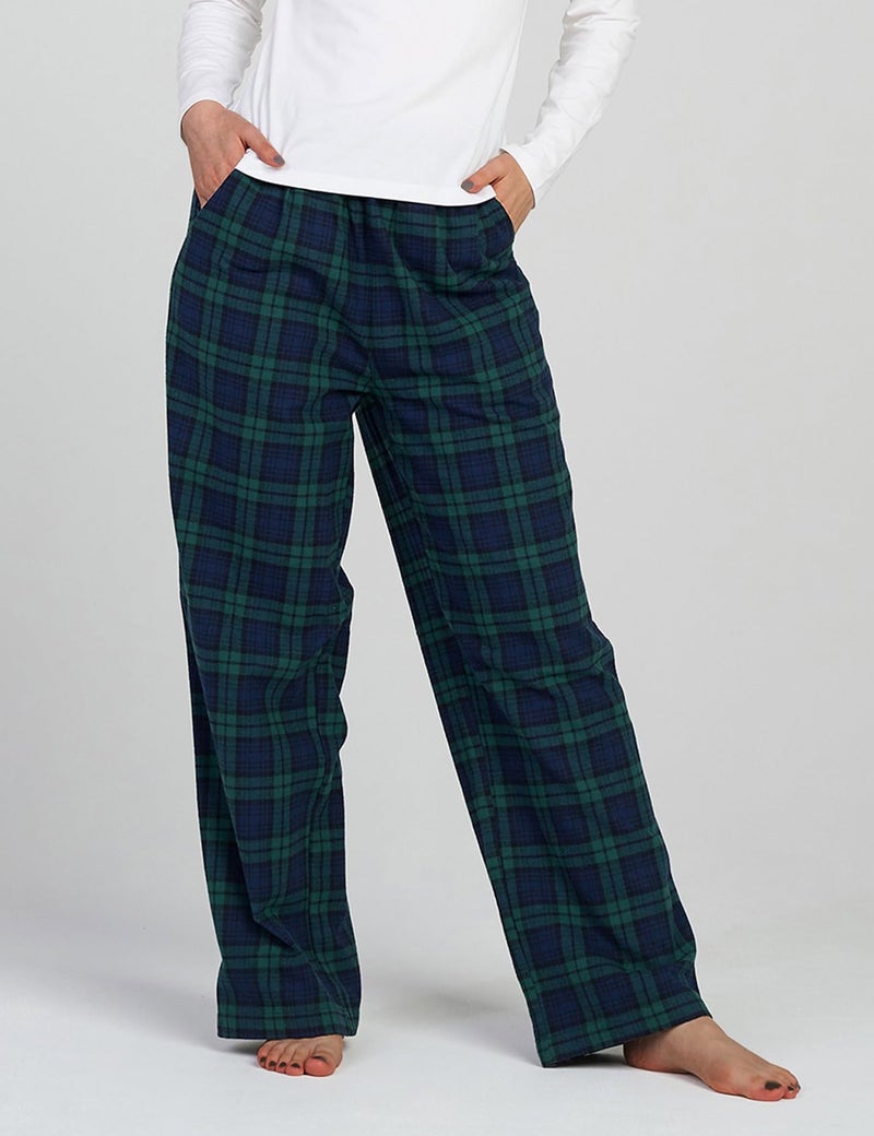LAPASA Women's Flannel Pajama Pants Plaid 100% Cotton Pajamas Pants XL, Green&Navy Plaid - Image 2