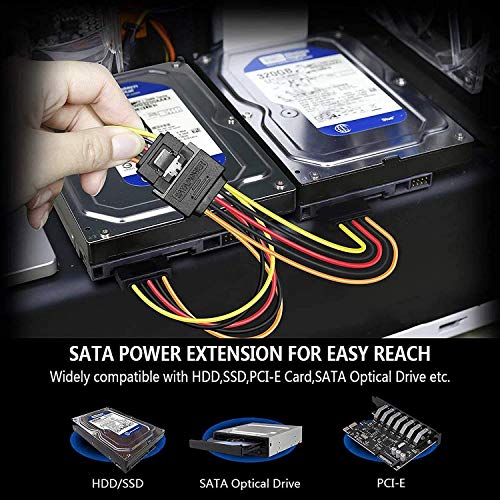 LipiWorld® SATA 15 Pin Male to 2 x 15 Pin Female Power Extension Y Splitter Cable Adapter (Pack Of 2) - Image 3