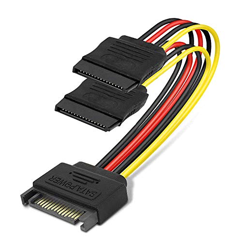 LipiWorld® SATA 15 Pin Male to 2 x 15 Pin Female Power Extension Y Splitter Cable Adapter (Pack Of 2) - Image 1