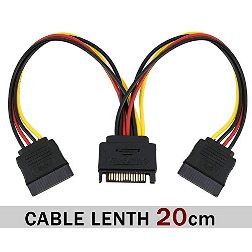 LipiWorld® SATA 15 Pin Male to 2 x 15 Pin Female Power Extension Y Splitter Cable Adapter (Pack Of 2) - Image 5