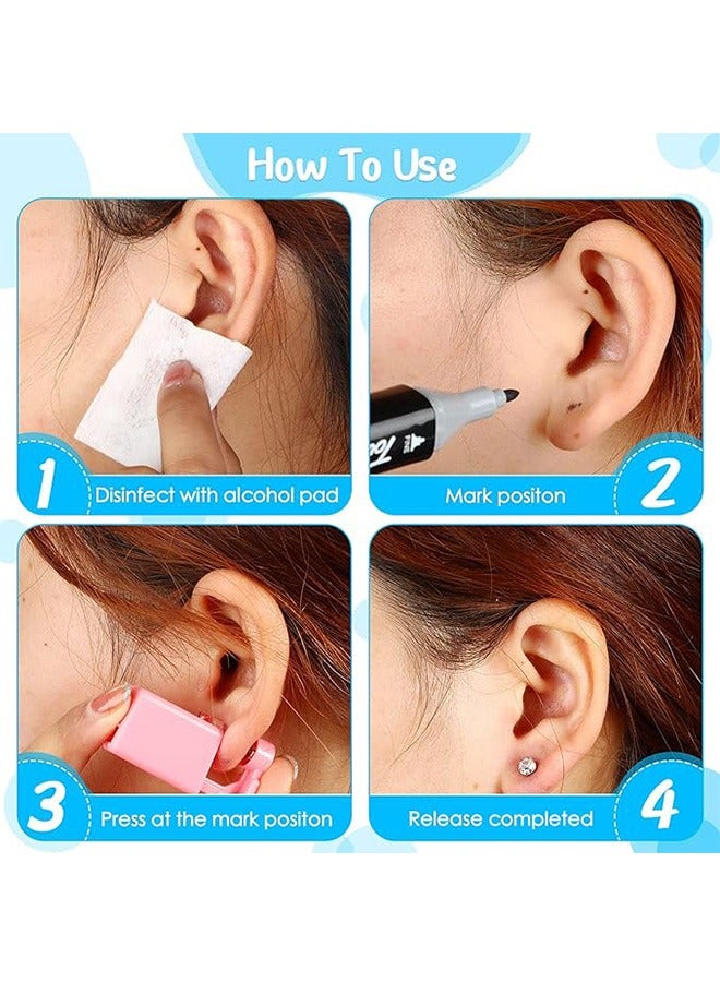 4 قطع أداة ثقب الأذن الذاتية ، طقم ثقب الأذن القابل للتصرف ، أدوات ثقب الماوس الأذن المحمولة للأذن مع ترصيع الأذن الكريستال - Image 2