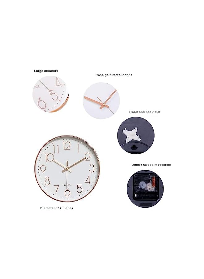 IAF Digital Wall Clock Large Display, 16.2” LED Digital Clock with Temperature and Auto Dimming, Easy Track The Time, Date and Day of Week, with Remote Control (Rose Gold (12 inch)) - Image 3