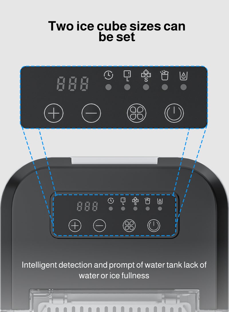 ULHYC Ice Maker 1.6L 130W, Portable Ice Maker for Large Blocks, Stainless Steel Ice Maker, Makes 9 Blocks of Ice in 6 Minutes, With Self-cleaning Function, With Basket Scoop, Visual Top Cover, Suitable for Gathering, Party, Kitchen, Home, Camping - Image 5