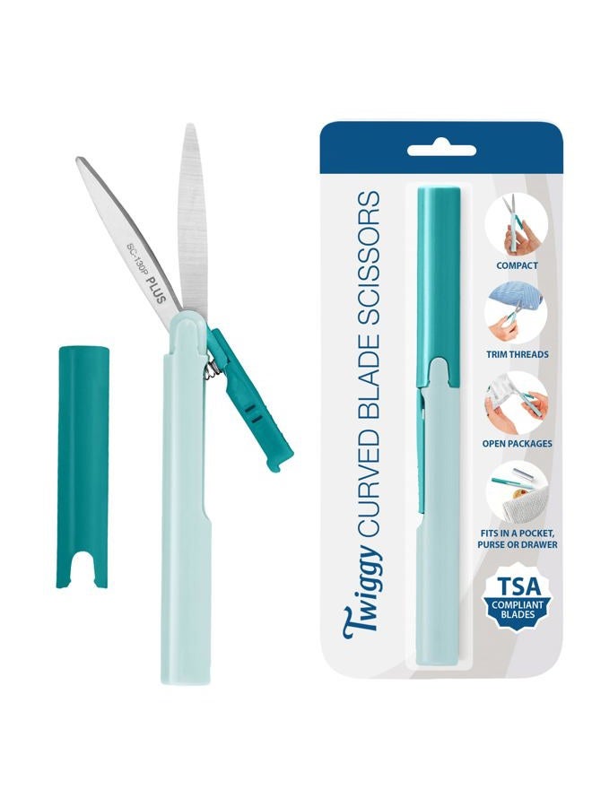 Plus Pen Style Non Stick Compact TSA Twiggy Scissors with Cover Turquoise - Image 1