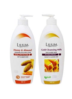 LILIUM Honey & Almond Nourishing Face & Body Lotion With Gold Cleansing Milk 500Ml Each  - Image 1