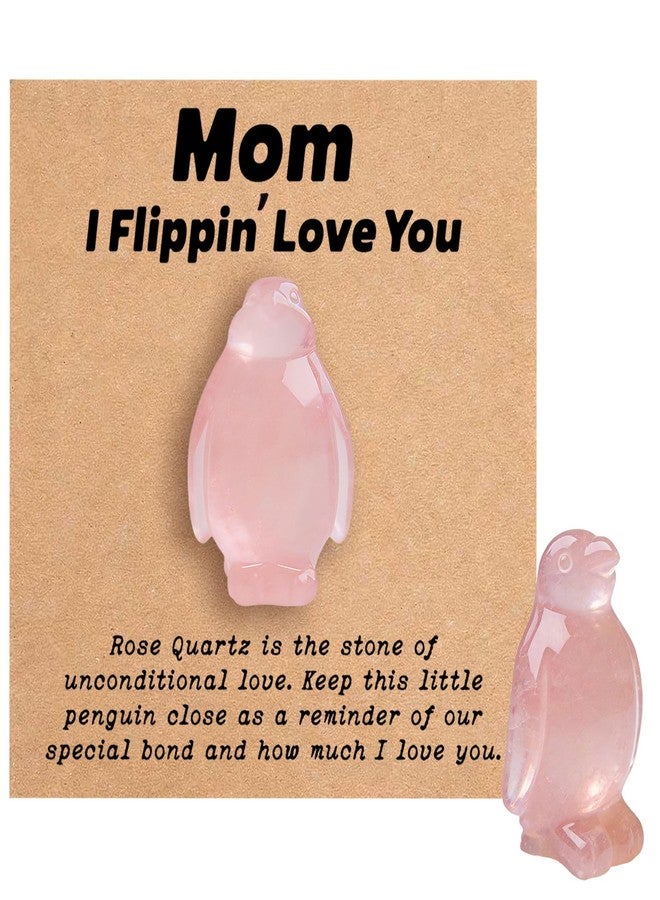 Taxhtext Rose Quartz Penguin Pocket Hug for Mom, Love Reminder Gift from Daughter Son, to My Mom Sentimental Crystal Keepsake for Pocket Purse Desk Shelf, Mother’s Day Birthday (Rose) - Image 1