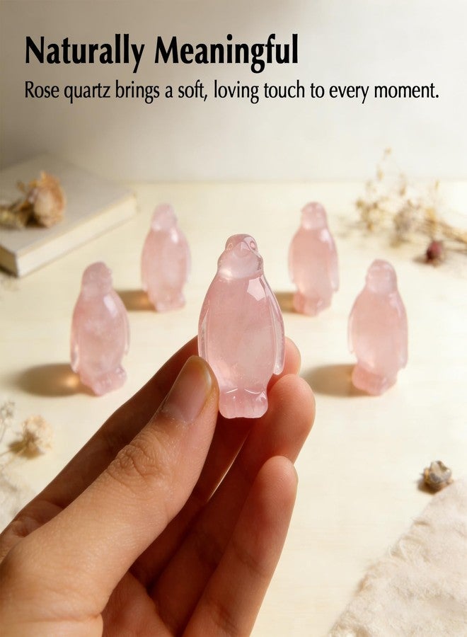 Taxhtext Rose Quartz Penguin Pocket Hug for Mom, Love Reminder Gift from Daughter Son, to My Mom Sentimental Crystal Keepsake for Pocket Purse Desk Shelf, Mother’s Day Birthday (Rose) - Image 3