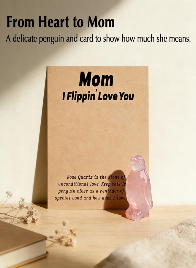 Taxhtext Rose Quartz Penguin Pocket Hug for Mom, Love Reminder Gift from Daughter Son, to My Mom Sentimental Crystal Keepsake for Pocket Purse Desk Shelf, Mother’s Day Birthday (Rose) - Image 2