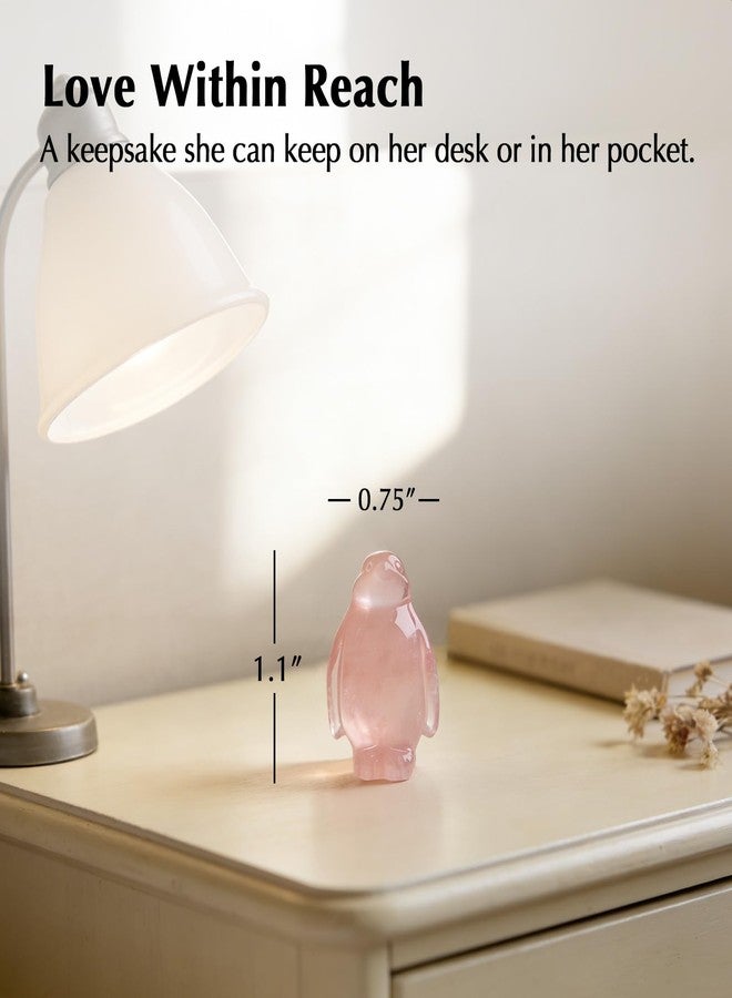 Taxhtext Rose Quartz Penguin Pocket Hug for Mom, Love Reminder Gift from Daughter Son, to My Mom Sentimental Crystal Keepsake for Pocket Purse Desk Shelf, Mother’s Day Birthday (Rose) - Image 4