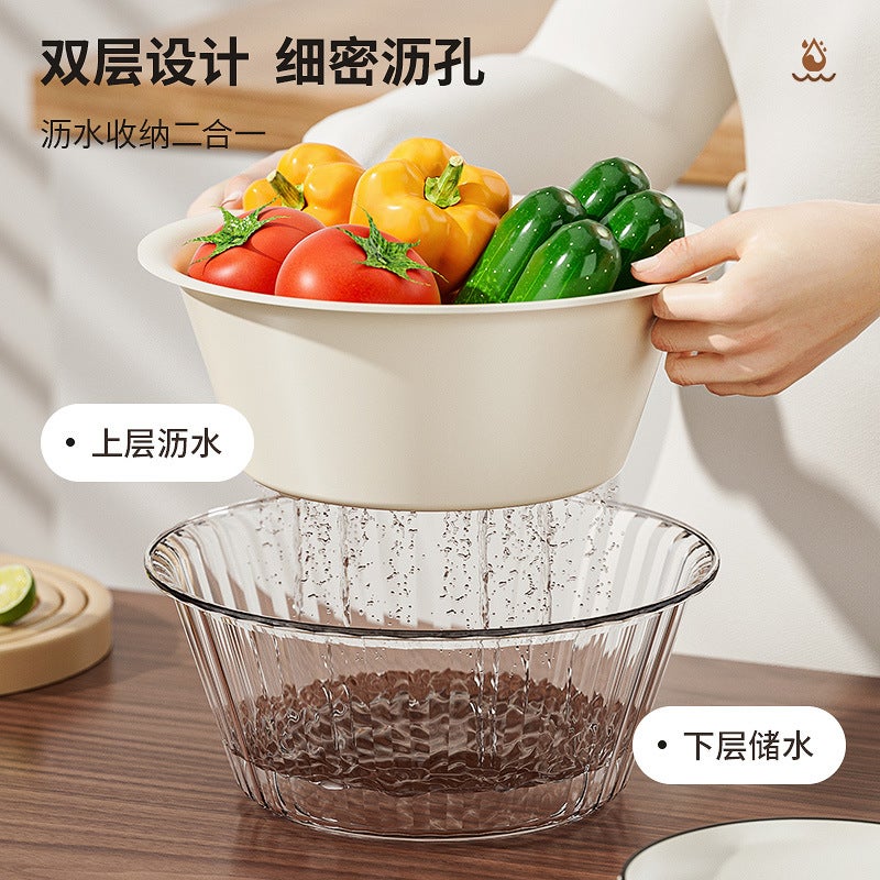 Style Vegetable Washing Basin Drain Basket Kitchen Living Room Coffee Table Household Vegetable Basket Fruit Plate Washing Vegetable Basket Rice Washing - Image 4