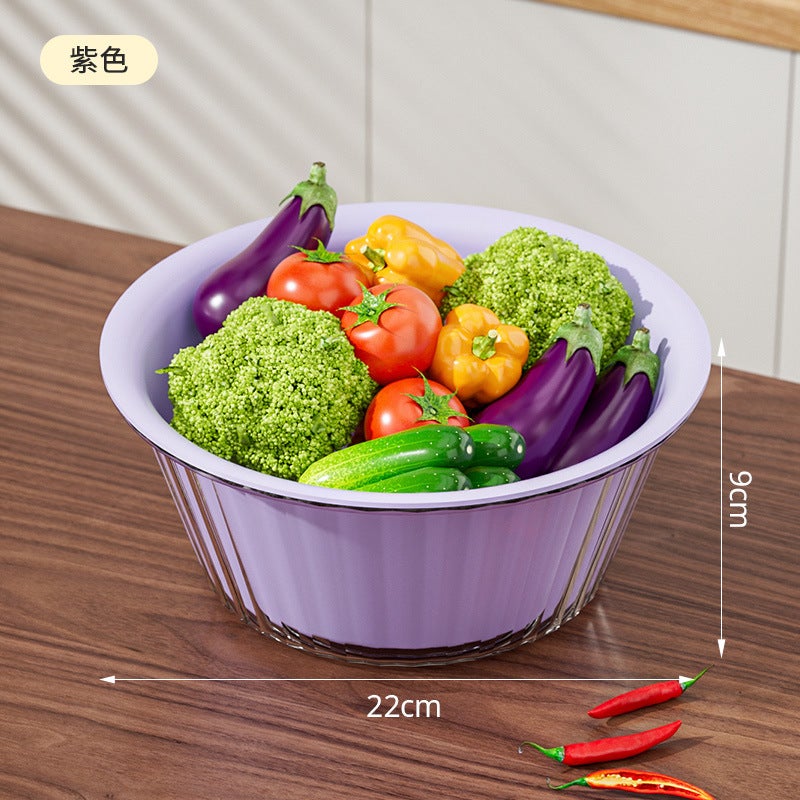 Style Vegetable Washing Basin Drain Basket Kitchen Living Room Coffee Table Household Vegetable Basket Fruit Plate Washing Vegetable Basket Rice Washing - Image 1