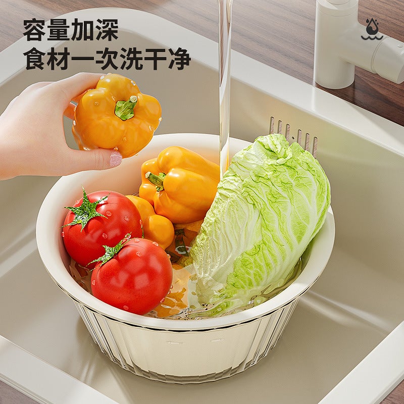 Style Vegetable Washing Basin Drain Basket Kitchen Living Room Coffee Table Household Vegetable Basket Fruit Plate Washing Vegetable Basket Rice Washing - Image 3
