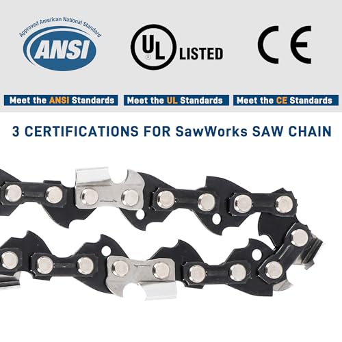 SawWorks 3-Pack 10 Inch Pole Saw Chain, 1/4" Pitch .050" Gauge 58 Drive Links Fits Greenworks PS80L210, PS80L00, PS60L210, PS60L00, PS60L01, PS60L211, Kobalt KPS 1080B-06, 2080A-06 and More - Image 5