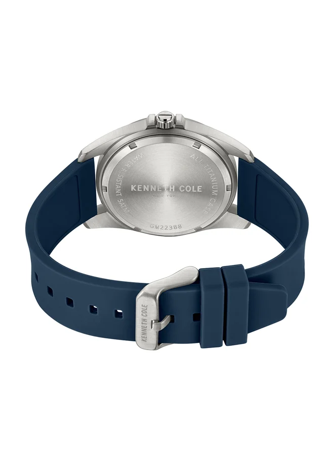Kenneth Cole New York Techni-Cole White Dial Blue Silicone Strap Analog Watch for Men 42mm