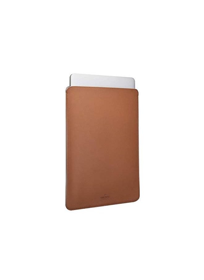 Comfyable Laptop Sleeve 14 Inch Bag Compatible With Macbook Pro M1 14 Inch 2021 A2442 & Old Versioned 13-13.3 Inch Macbook Pro/Macbook Air, Faux Leather Cover Bag, Brown  - Image 2