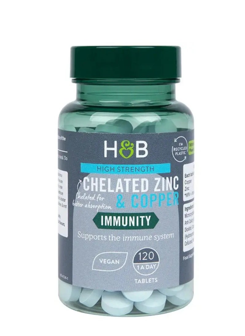 H&B H&B High Strength Chelated Zinc & Copper Tablets For Immunity, Pack of 120's 