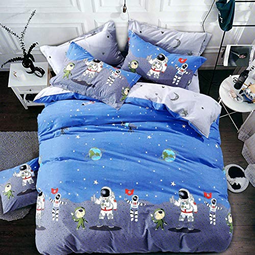 MOSHO 180 TC Glace Cotton Astronaut in Space Cartoon BedSheet for Kids - Image 1