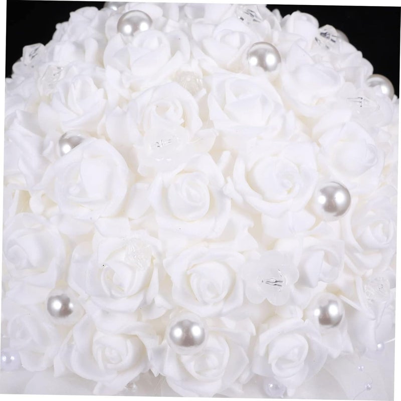 klarako Beautiful for Home Photo Romantic with Ribbons Church Brides Fake Bouquet：artificial And Flower Roses Soft Holding Bridesmaid Bridal Props Flowers Design Ribbon Artificial - Image 4